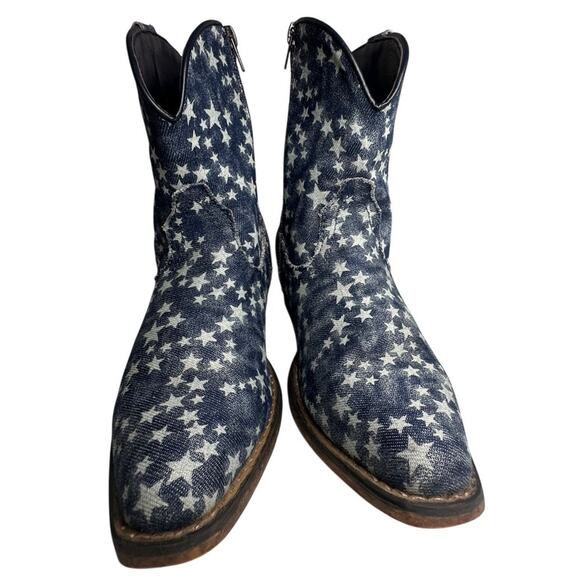 Star-Patterned Blue Ankle Boots - Picture 12 of 15